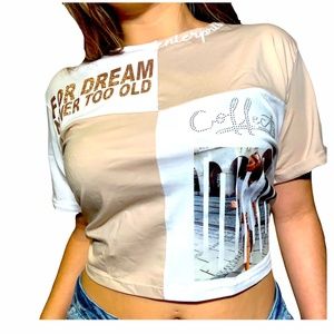 Women's Pink and White Crop Top, Very Cute, Trendy